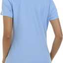 MoFiz Womens Zip up Golf Polo Shirt Short Sleeve Workout Golf Top Moisture Wicking Lightweight Tennis Shirts (Blue, XL)