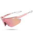 Lamicall Polarized Sports Sunglasses for Men Women, [24g Ultralight] [Adjustable Nose Pad] UV400 Protection Sun Glasses for Cycling Running Baseball Fishing Golf Beach Volleyball, Half Frame, Pink