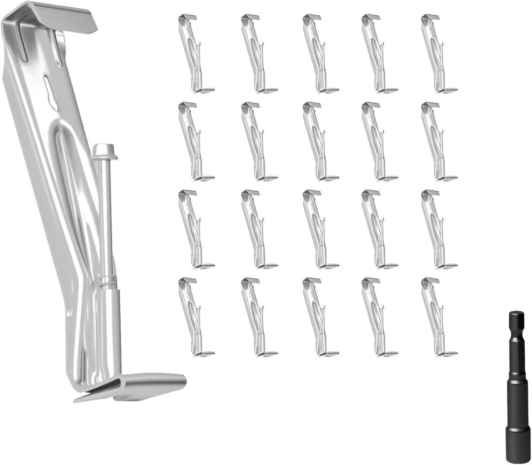 20 Pcs 5 Inch Heavy-Duty Gutter Hangers, Rain Gutter Hangers with a Pre Inserted Rust Resistant Screw, Stainless Steel Supports - Rustproof, Easy Installation for 5 K-Style & Half-Round Gutters