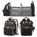 Jeryswet Baby Diaper Bags with Changing Station, Waterproof Large Capacity Diaper Bag Backpack for Moms Dads with USB Charging Port and Stroller Straps, Baby Shower Gifts, Black