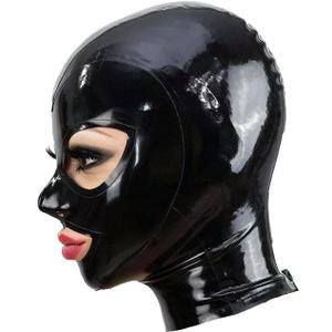 Black Latex Hood Mask Full Face Mask Riding Mask Hood Party Latex Mask for Cosplay(M)