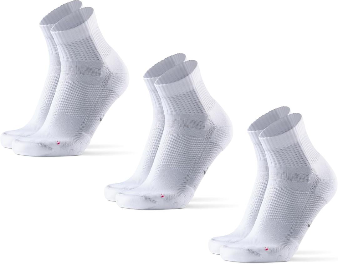 DANISH ENDURANCE Ultra-Comfort Quarter Running Socks, Performance Socks, Men & Women - 3 or 5 Pack (Medium, White)