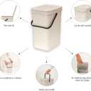 Brabantia Sort & Go Recycle Bin 4.2 Gallon/16L (Soft Beige), Space-Efficient Recycle Container with Handle, Kitchen Garbage Can with Removable, Stay-Open Lid, Easy-to-Clean Trash Can for Kitchen