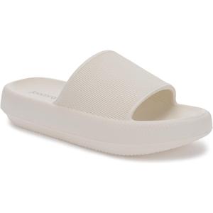 Joomra Pillow Slippers for Women and Men Non Slip Quick Drying Shower Slides Bathroom Sandals | Ultra Cushion | Thick Sole (6-7 Women/4.5-5.5 Men, Beige)