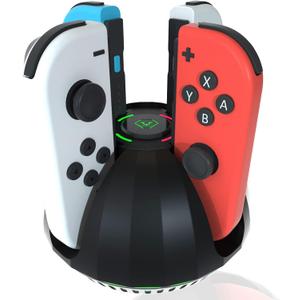 Switch Controller Charging Dock for Nintendo OLED Joycon, Charger Station with Switch 1 JoyCon, 4 in 1 Joycon Charging Dock for Joy Con with LED Indication and USB Type-C Charger Cable