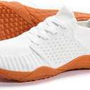 WHITIN Women's Low Zero Drop Shoes Minimalist Barefoot Trail Running Camping Size 8.5 Wide Toe Box for Female Sneaker Treadmill Tennis White/ Gum 39