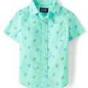 The Children's Place,Baby Boys,and Toddler Poplin Short Sleeve Button Down Shirt,Easter Egg Mint,4 Years