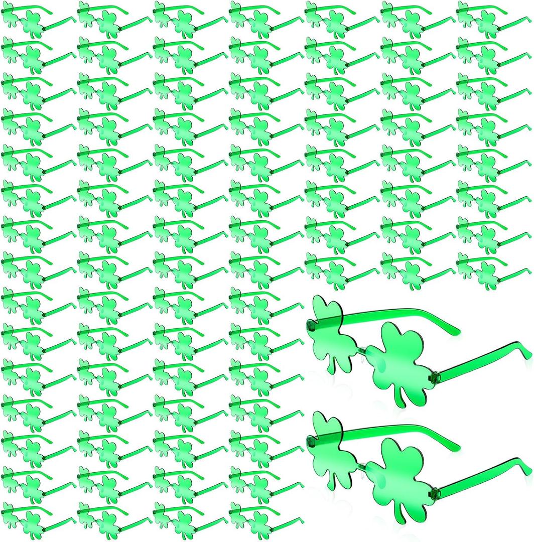 130/100 Pcs St. Patrick's Day Shamrock Sunglasses Bulk Green Irish Clover Glasses Accessories Party for Women Men