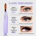 2 x Heated Eyelash Curler with Comb, USBC Rechargeable Electric Lash Wand, 3 Heat Levels 65/75/85C (Purple)