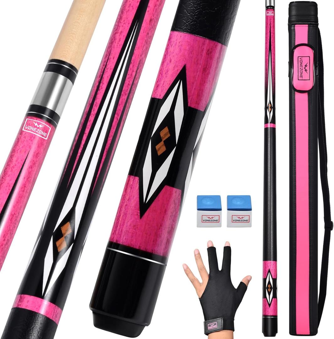 Pool Cue Stick,Pro Cue with Hard Case,Pool Sticks for Adults,Womens Pool Cue,Pool Cues for Men,58inch 19-21oz Billiard Stick Pool Cue Set,Pink/Orange/Green