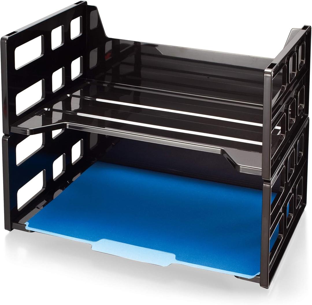 Officemate Recycled High Capacity Letter Tray, Set of 2 (26056),Black