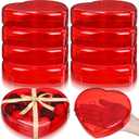 8 Pcs Valentine's Heart Shaped Plastic Container, 5.9" W x 1.6" H Plastics Clear Plates with Red Clear Lids Anti-slip Ring, Heart Dessert Plates Snack Tray for Valentine Party Table Decoration
