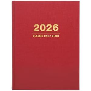 2026 Professional Hardcover Daily Diary Journal and Planner, 6.25"x8.25" (Red)