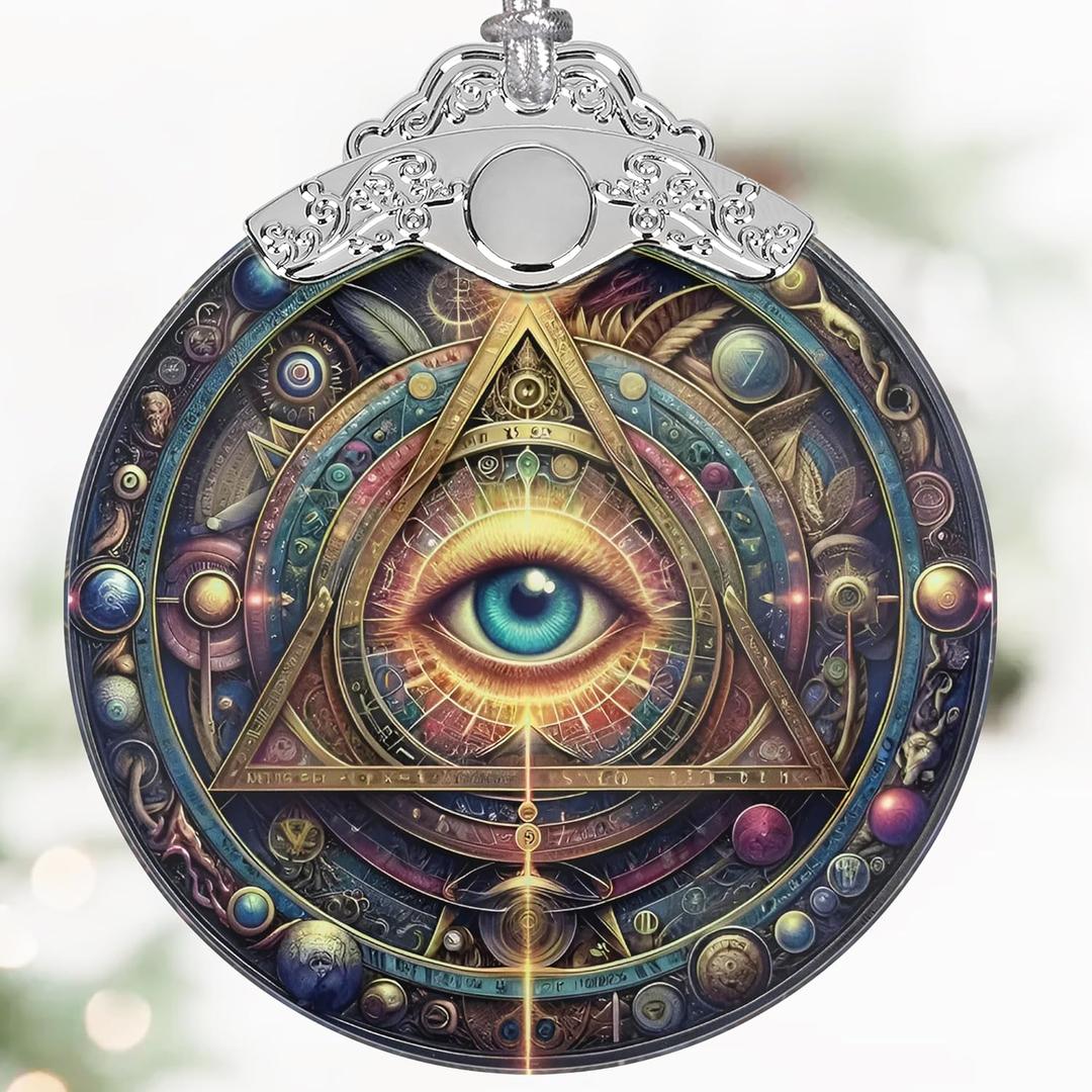 Christmas Ornaments, 3" Stained Glass Christmas Decor, Ornaments for Christmas Tree, Christmas Tree Decorations, Gifts for Women Men, Perfect for Holiday Party, Window, Tree, Home Decor - Wisdom Eye