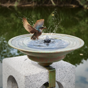 Solar Bird Bath,Deck Bird Bath with Solar Fountain,Metal Bird Bath Bubbler,Deck Mounted Bird Bath,Balcony Bird Bath,Patio Garden Decor