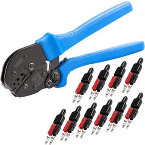 HKS Ratchet Powerpole Crimping Tool 31Pcs Kit with 15A 30A 45A Power Connectors and Caps, Crimper with Build-in Orientation Block
