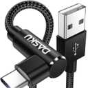 USB to USB C Cable 90 Degree [2Pack 10ft] 3A Right Angle USB C Cable Extra Long Heavy Duty USB Type C Cable Fast Charging, for iPhone 17/16/16e/15 Pro Max, Samsung Galaxy, Android Phones, and More
