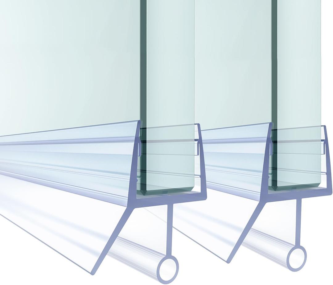 Shower Door Bottom Seal,2 PCS 3/8" X 36" Shower Door Sweep for 3/8 Inch Glass,Frameless Glass Door Seal Strip to Seal 11mm Gap,Stop Shower Leaks and Create a Water Barrier