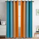 Yakamok Ombre Orange and Blue Curtains for Bedroom, Gradient Room Darkening Curtains, Grommet Thermal Insulated Light Blocking Window Drapes/Curtain for Living Room,52 x 84 Inch,2 Panels