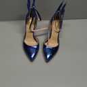 Gold High Heels Butterfly Back Sexy Stiletto Pumps Closed Toe Sparkly Ankle Strap Heels Sandals Dress Shoes for Women (9, Blue)