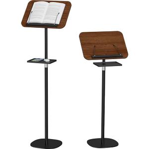 Snughome Floor Book Stand with Removable Tray, Wood Standing Book Stand for Reading, Height Adjustment 21"51", Music Stand Cookbook Stand Textbook Stand Laptop Stand Book Holder for Display
