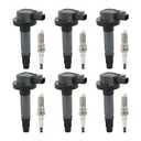 DICMIC Set of 6 Ignition Coil Pack & Spark Plug Compatible with Ford Edge Explorer F-150 Flex Fusion Mustang Taurus Lincoln MKS MKX MKZ Mazda CX-9 V6 3.5L 3.7L Replace# UF553, C1595, 48856, GN10237