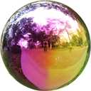 VCUTEKA Gazing Ball, 10" Stainless Steel Mirror Ball Reflective Garden Sphere, Gazing Globe for Home Garden Patio Lawn Outdoor and Indoor Decorative, 1PSC Rainbow