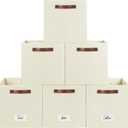 FinishingBo 6-Pack Storage Cubes with Handles & Label Holders Basket, Closet Cube Home Organizer Bins(Beige, 13 x 13 x 13 inch)