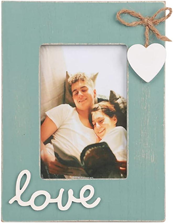 U/D Teal Picture Frame for Love 4x6,Blue Heart Photo Frame for Boyfriend and Girlfriend Gift,Couple,Family