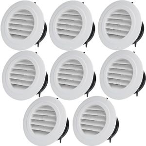 8 Pack Round Air Vent, 4 Inch ABS Louver Vent Cover with Built-in Fly Screen Mesh, Air Soffit Vent Ceiling Louver Grille Cover for Bathroom, Kitchen, Office, Garage, Home Ventilation