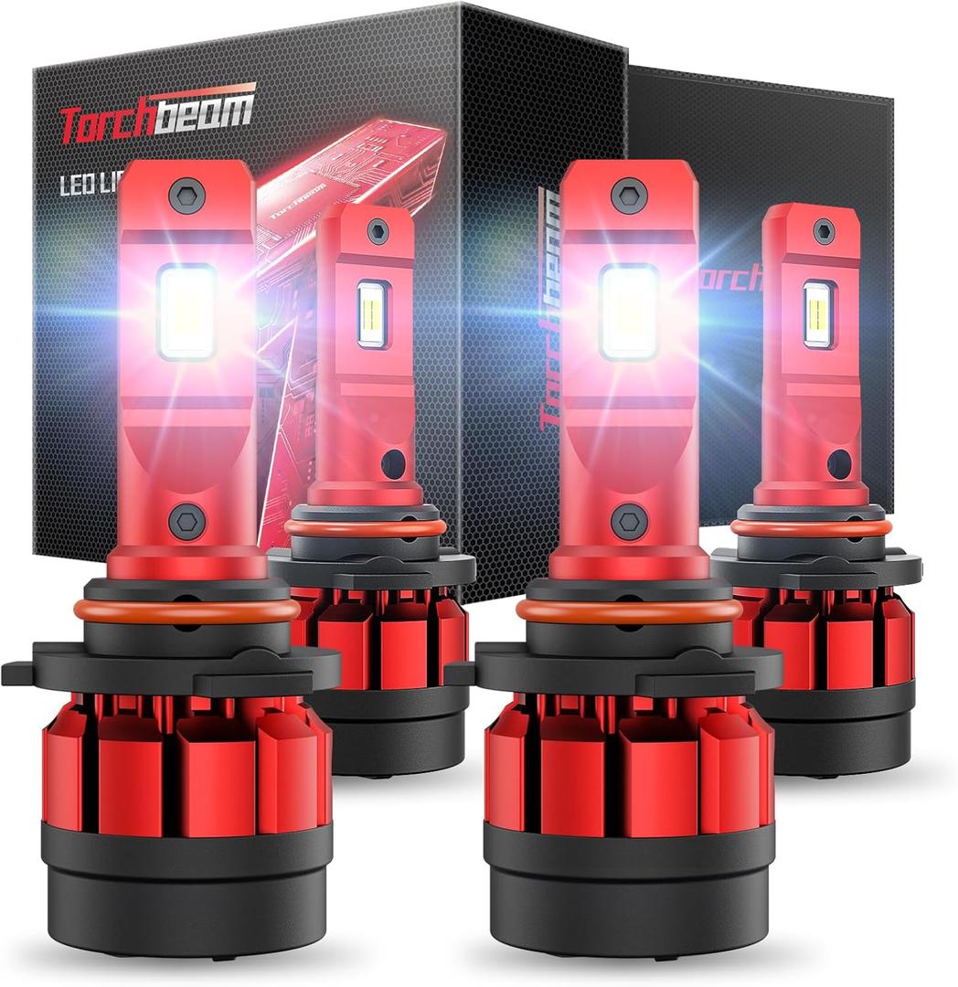 Torchbeam 9005 9006 Fog Lights, 56000LM Super Bright HB3 HB4 Bulbs with Fan, Plug and Play, Pack of 4