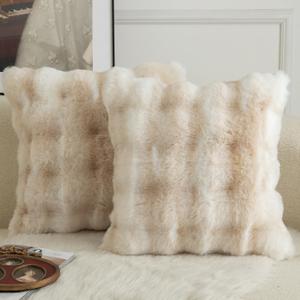 MANDIOO Pack of 2 Thick Plush Wool Decorative Throw Pillow Covers Super Soft Wave Bubble Fur Velvet Cushion Covers Pillow Shams for Couch Bed Living Room 26x26 Inch White Beige MANDIOO Pack of 2 Thick Plush Wool Decorative Throw Pillow Covers Super Soft Wave Bubble Fur Velvet Cushion Covers Pillow Shams for Couch Bed Living Room 26x26 Inch White Beige