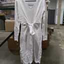 Women's Fall Sweater Dress 2023 Long Sleeve Midi Tie Front A-Line High Waist Winter Business Casual Dress, M, White