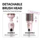 Thermal Brush, 1.7 inch Heated Round Brush with Detachable Head, Velvet Pouch and Dual Voltage for Travel, Easy to Create Blowout Look (Silver) (Pink)