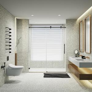 Frameless 56-60" W x 74" H Single Sliding Shower Door, Matte Black,Soft-Close, Adjustable Width, Easy Install