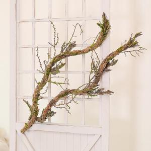 2Pcs 39.4inch Thick Bendable Artificial Tree Trunk Fake Large Wood Branches Twig Moss Grape Vine Garland Twisted Stick For Terrarium Outdoor Hanging Mantel Reptile Climbing Wall Yules Decorations