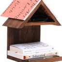 Floating Bedside Wood Bookshelf, Triangle Book Page Holder, Wooden Simple Bookcase for Bedroom Nightstand Library Office or Wall Decor Storage (Brown)