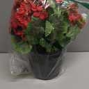 14'' Fake Plants Artificial Geraniums Flowers in Pot for Home Garden Indoor Outdoor Christmas Spring Summer Decorations (Red)