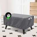 H.VERSAILTEX Ottoman Cover Slipcover Rectangle Fit Length 33"-34" Footrest Sofa Slipcovers Stool Cover Footstool Protector Covers Feature Thick Durable Linen Look Fabric Washable - Heather Grey