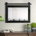 COGOOD Farmhouse Barn Door Mirror - 25" x 18" Rustic Wood Framed Decrative Mirror for Bathroom, Living Room, Entryway Wall Decor (Black)