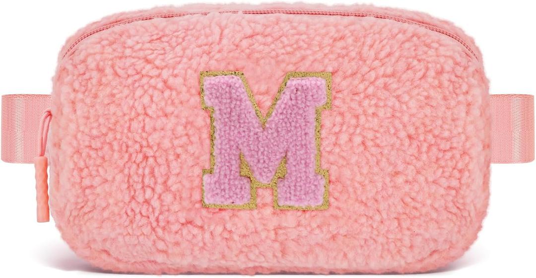 3 x Uygafly Belt Bag with Initials,Fanny Packs Crossbody Bags for Women Girls Kids,Birthday Graduation Gifts for 5 6 7 8 9 10 11 12 13 14 15 16 Year Old Girl,Trendy Cute Purse Stuff - M,Peach