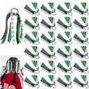 24 Pcs Soccer Hair Accessories for Girls, Holder Streamer Elastics, Soccer Hair Ties, Soccer Ribbon,Soccer Scrunchies for Girls Ponytail Holder Scrunchies Gifts (Green, 24 Count (Soccer))