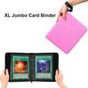 GEAoffice 6x8 inch Jumbo Card Binder Compatible with Jumbo Cards, Holds 80 Jumbo Cards, 1 Pocket Trading Card Album Folder with 40 Jumbo Card Sleeves Fit Oversize Big TCG Cards - XL Pink