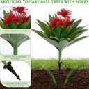 Artificial Agave Topiary Trees with Flowers with Spikes for Outdoor 28" Set of 2, UV Resistant Faux Greenery Shrubs, Realistic Fake Bushes Plant for Garden Yard Front Porch Patio Indoor Decor