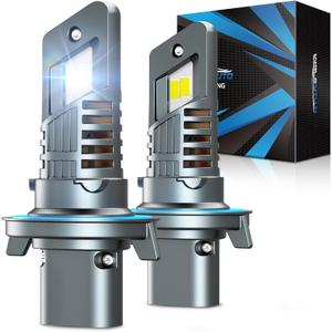 Marsauto H13 Bulbs for Fog, 800% 48000LM Super Bright H13 Light Bulbs, M1S 9008 Fog Driving Light, 20000RPM Cooling Fan 9008 Light, 60000+ Hours Lifspan, IP68, 3MIN Play and Plug, Pack of 2 (SUPER 6000K WHITE)