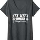 Womens KEY-WEST ESTABLISHED 1828 VINTAGE PARADISE Florida V-Neck T-Shirt, Size S