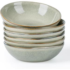 AmorArc Ceramic Cereal Bowls Set of 6, 24 oz Handmade Stoneware Bowls Set for Cereal Soup Salad, Stylish Kitchen bowls for Meal, Dishwasher & Microwave Safe, Reactive Glaze