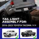 AUTOONE For Toyota Tacoma Tail Lights Assembly, Black Smoked Tail Lamp Assembly Fit for 2016-2023 Tacoma Pickup Rear Factory OEM Driver Side & Passenger Side, Without Bulbs