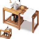 Adjustable Length 35 Inches Shower Stool Bench Chair Waterproof with Storage Shelf for Shaving Legs, Spa, Bath Seat in Bathroom, Inside Shower for Adults Seniors Elderly (Large 35 in)