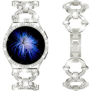 Mesime Bling Bands Compatible with Samsung Galaxy Watch 8/7 40mm 44mm, 20mm Stylish Replacement Strap Galaxy Watch 8/7 Band with Rhinestone Protective Case for Women (Starlight)